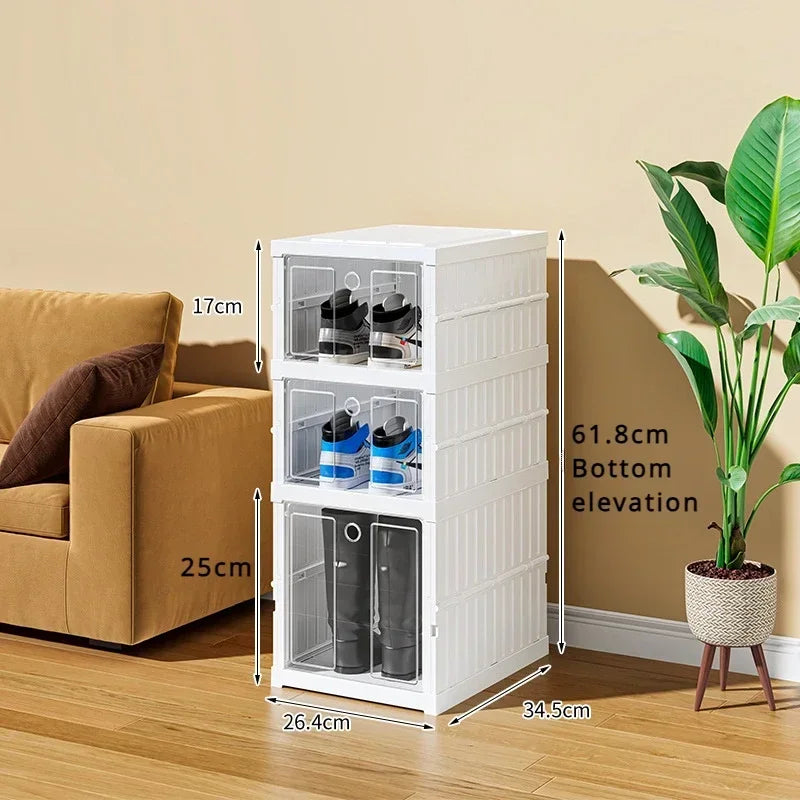 Dobrável Dustproof Multi Camadas Shoe Rack, Sneaker Organizador, Instalação Livre Gabinete, Armazenamento Integrado Racks