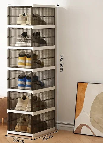 Caixa de sapatos dobrável, à prova de poeira empilháveis  transparente