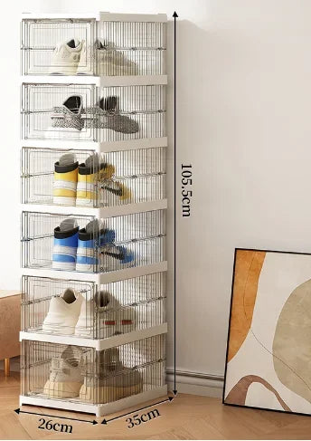 Caixa de sapatos dobrável, à prova de poeira empilháveis  transparente