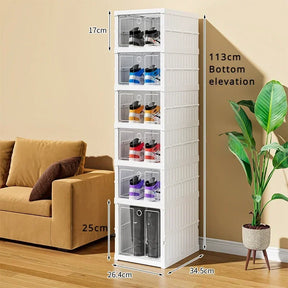 Dobrável Dustproof Multi Camadas Shoe Rack, Sneaker Organizador, Instalação Livre Gabinete, Armazenamento Integrado Racks