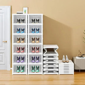 Dobrável Dustproof Multi Camadas Shoe Rack, Sneaker Organizador, Instalação Livre Gabinete, Armazenamento Integrado Racks